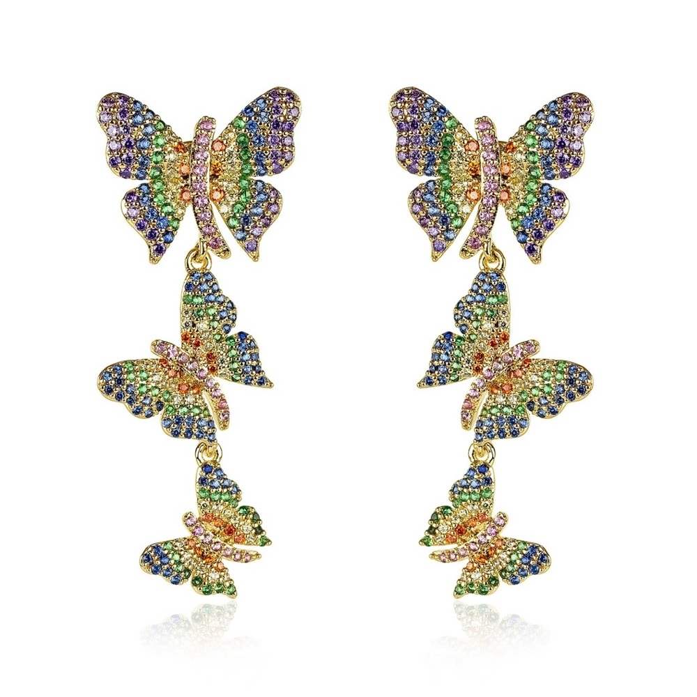 NWT NOIR TRIPLE BUTTERFLY EARRINGS